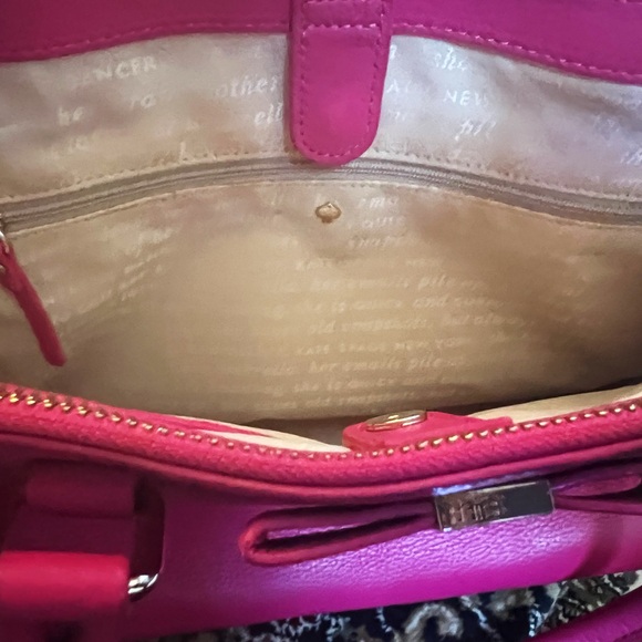 Pink Leather Kate Spade Handbag with Bow Accent - Picture 10 of 11